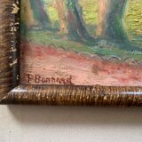 Old painting, oil on cardboard signed