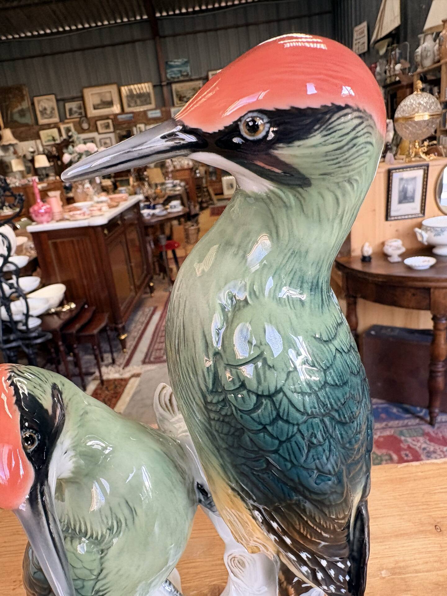 Pair of green porcelain birds by Karl Ens – Germany, 20th century