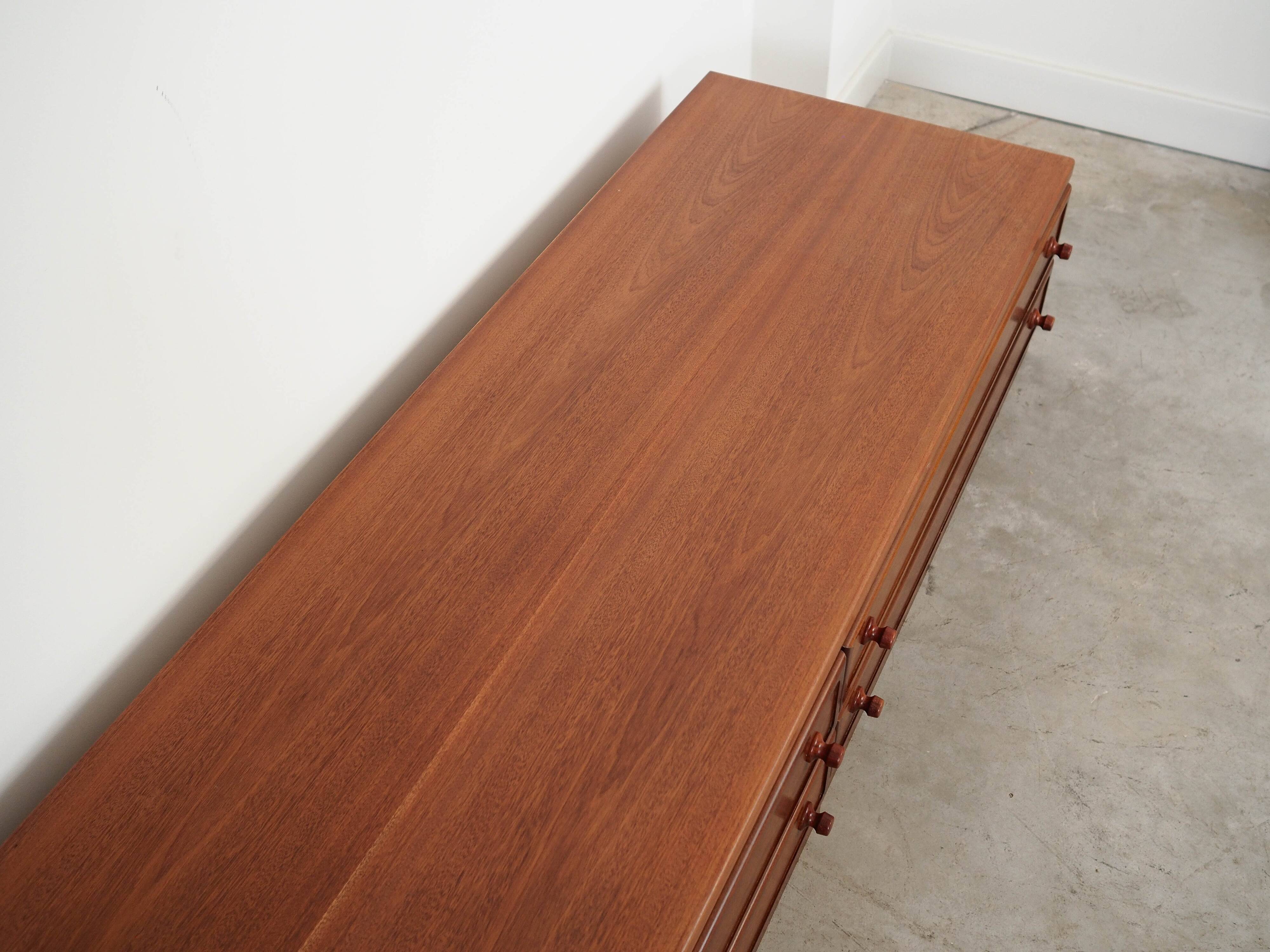 Low mahogany furniture, Danish design, 1970s, made in Denmark.