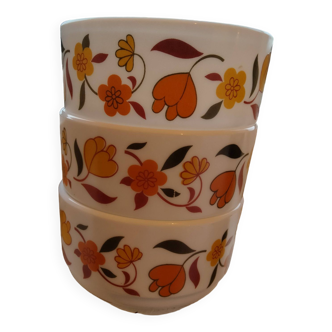 Arcopal bowls with orange flowers