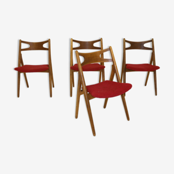 Set of 4 chairs "Sawbuck CH29" in teak, Hans J. Wegner, Carl Hansen - Son, 1960