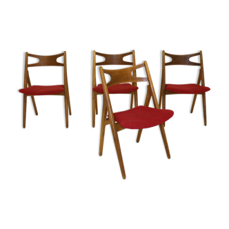 Set of 4 chairs "Sawbuck CH29" in teak, Hans J. Wegner, Carl Hansen - Son, 1960