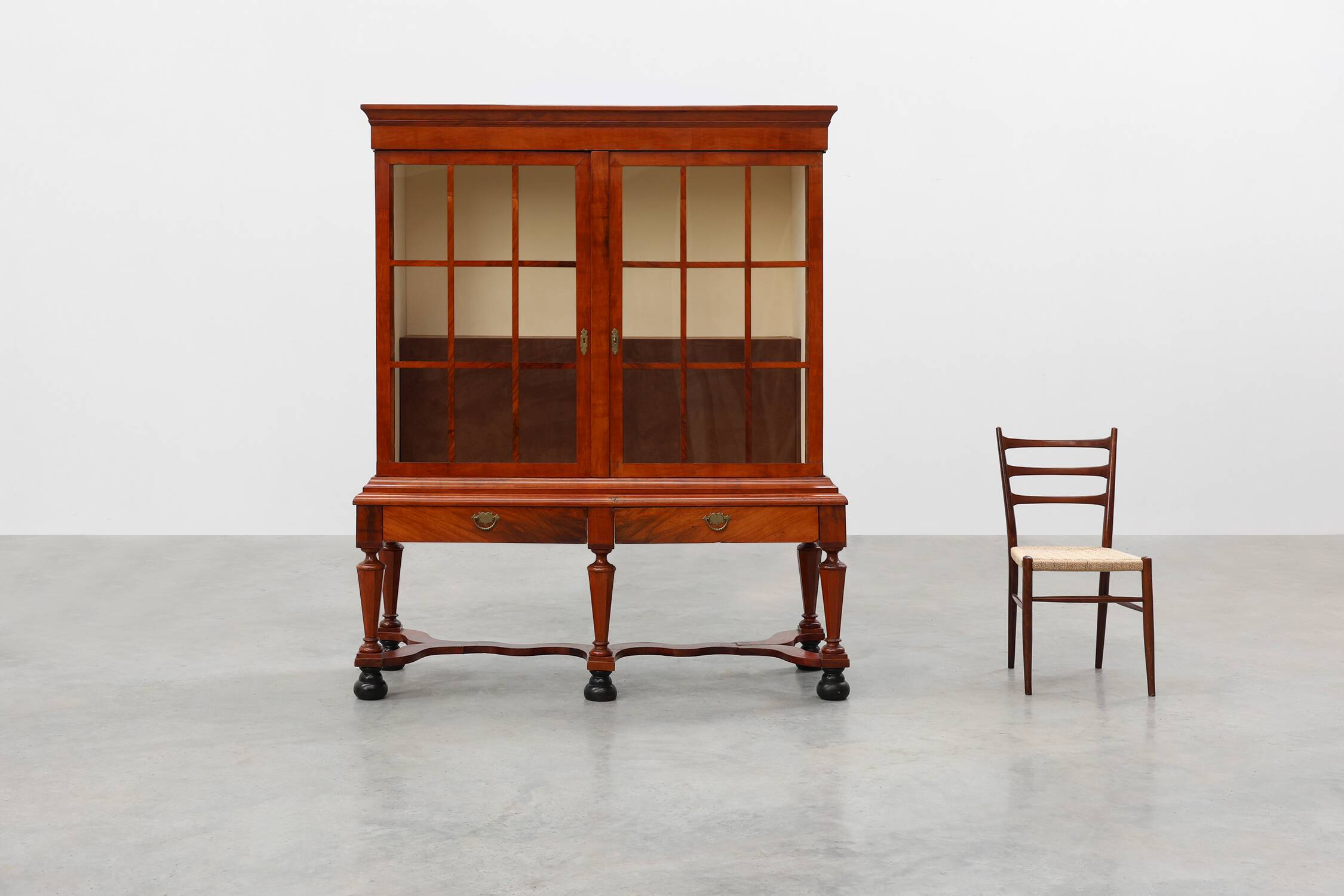 Antique William IV Style Walnut Display Cabinet, UK, 18th Century