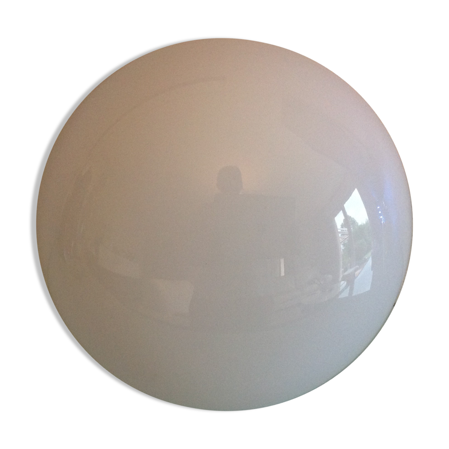 Half moon ceiling light in white opaline vintage 60s-70s
