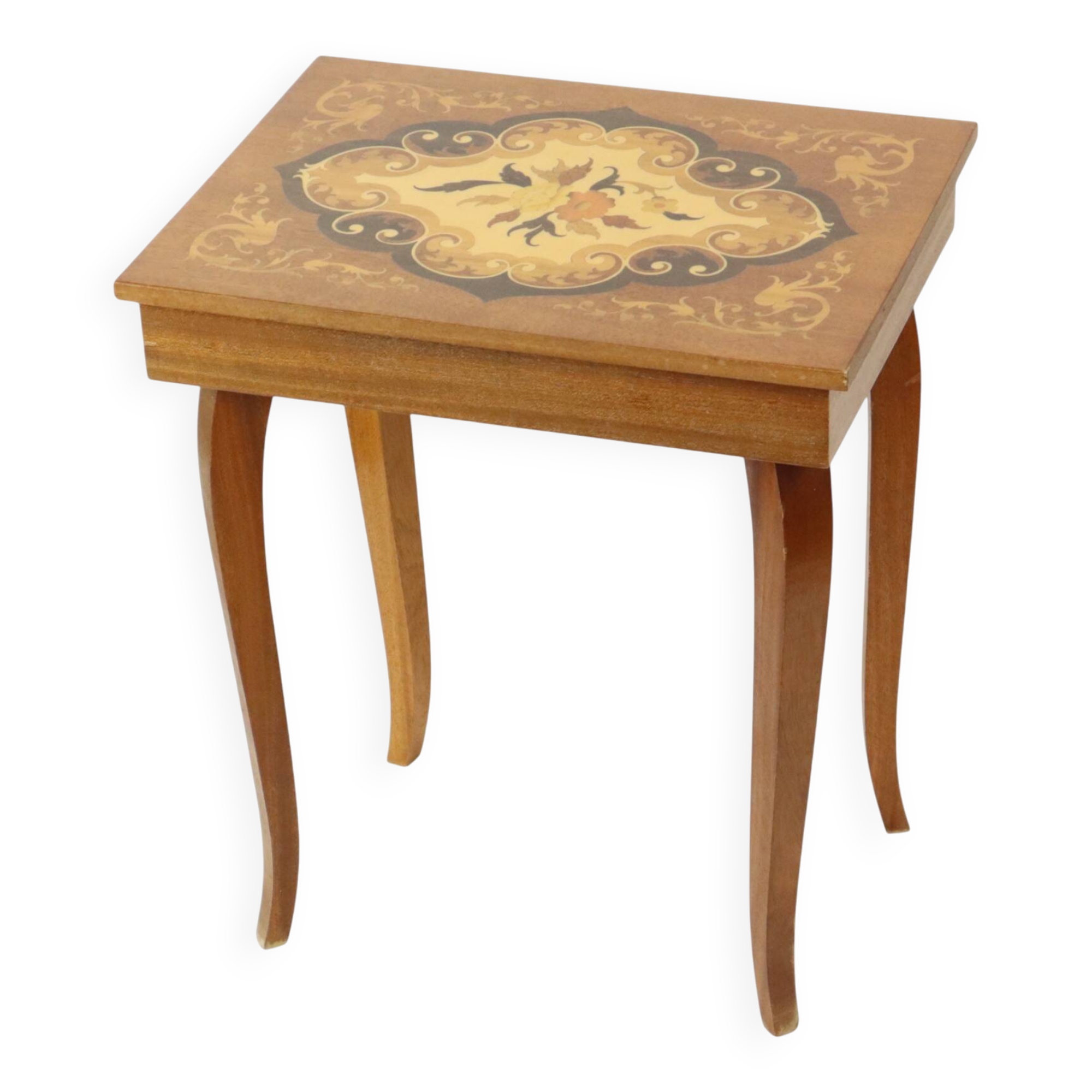 Italian Music Box Wooden Table Sorrento Sankyo