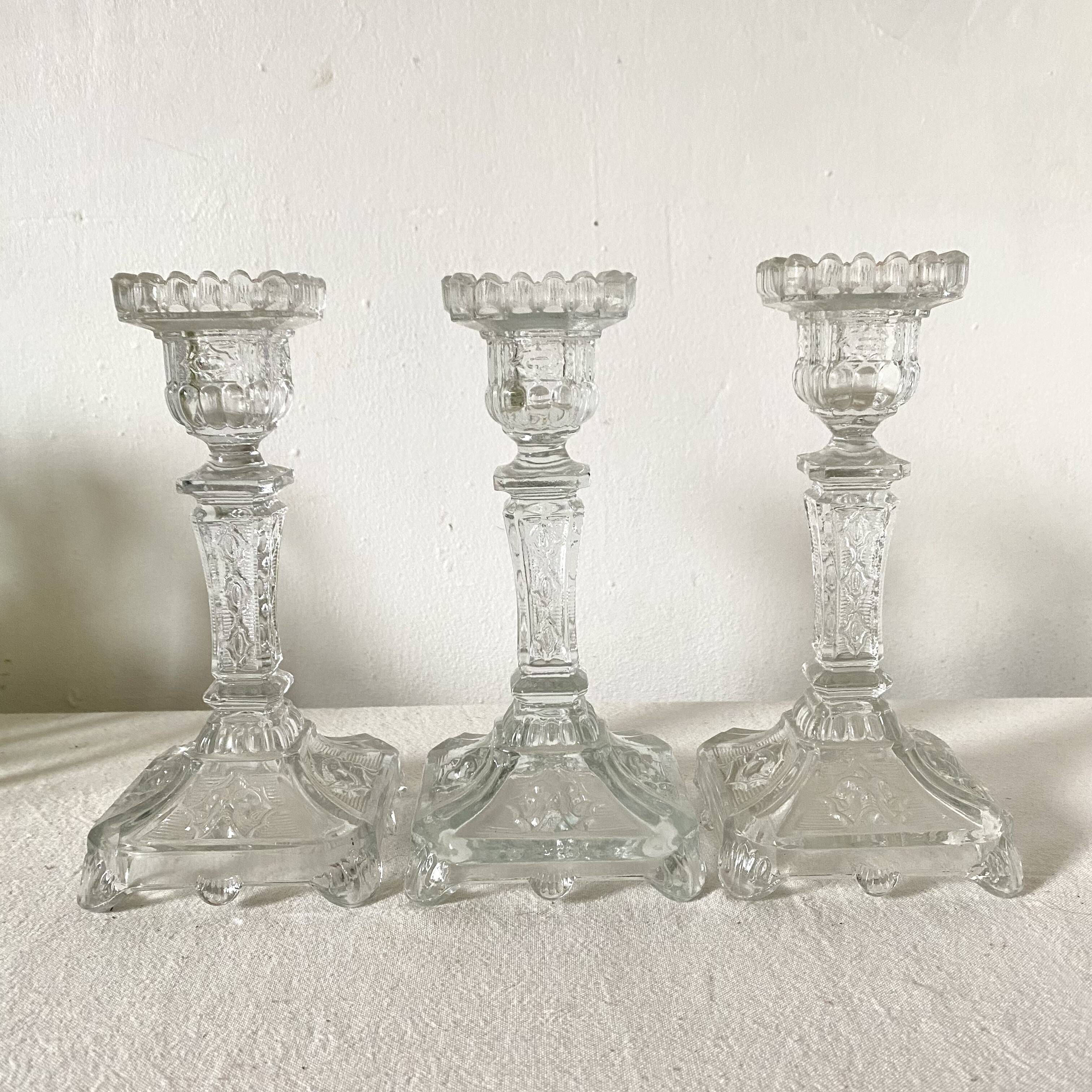 Molded glass candle holders X3