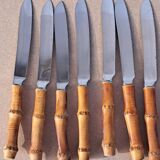 9 vintage bamboo handle knives