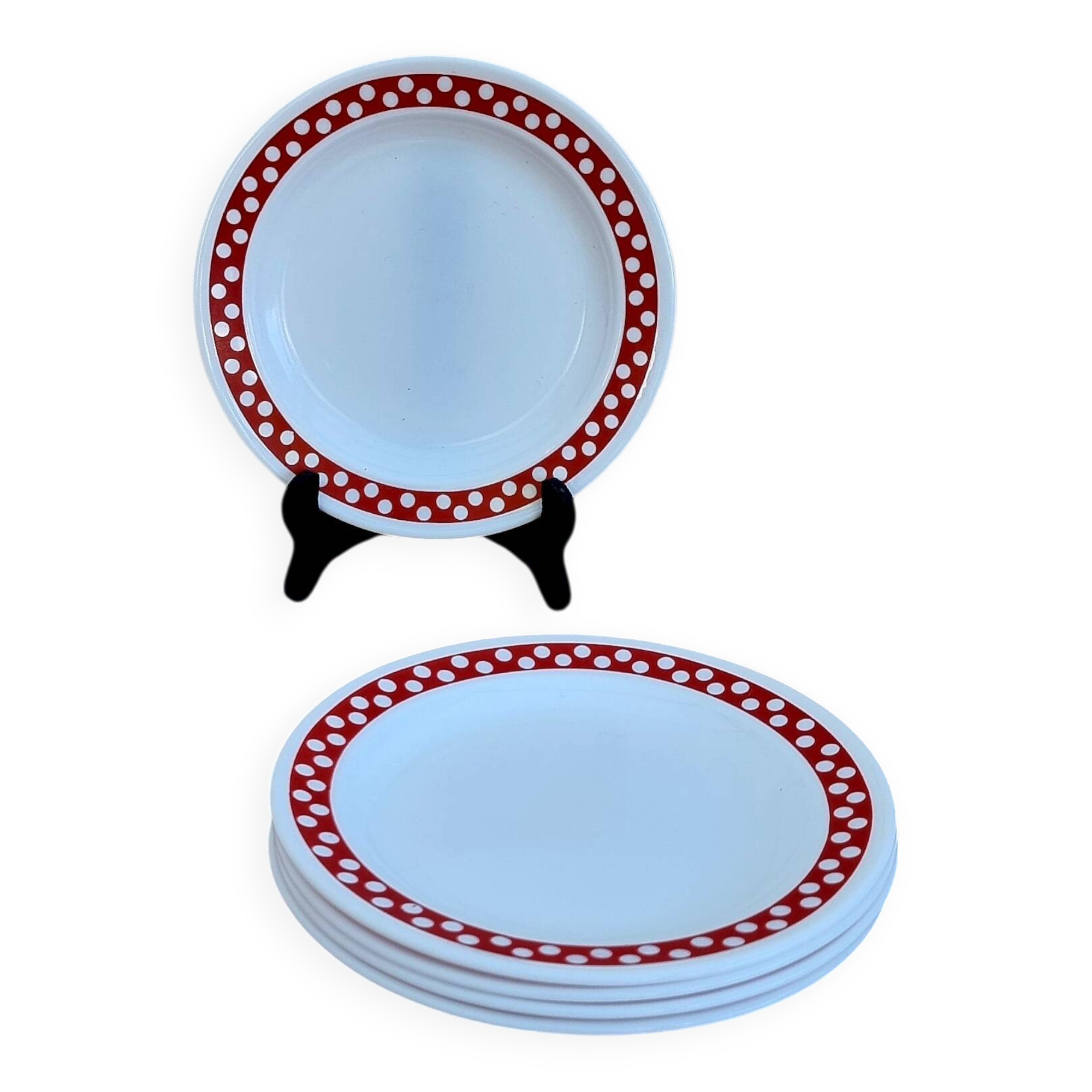 Lot de 5 assiettes à desserts Arcopal modèle Polka
