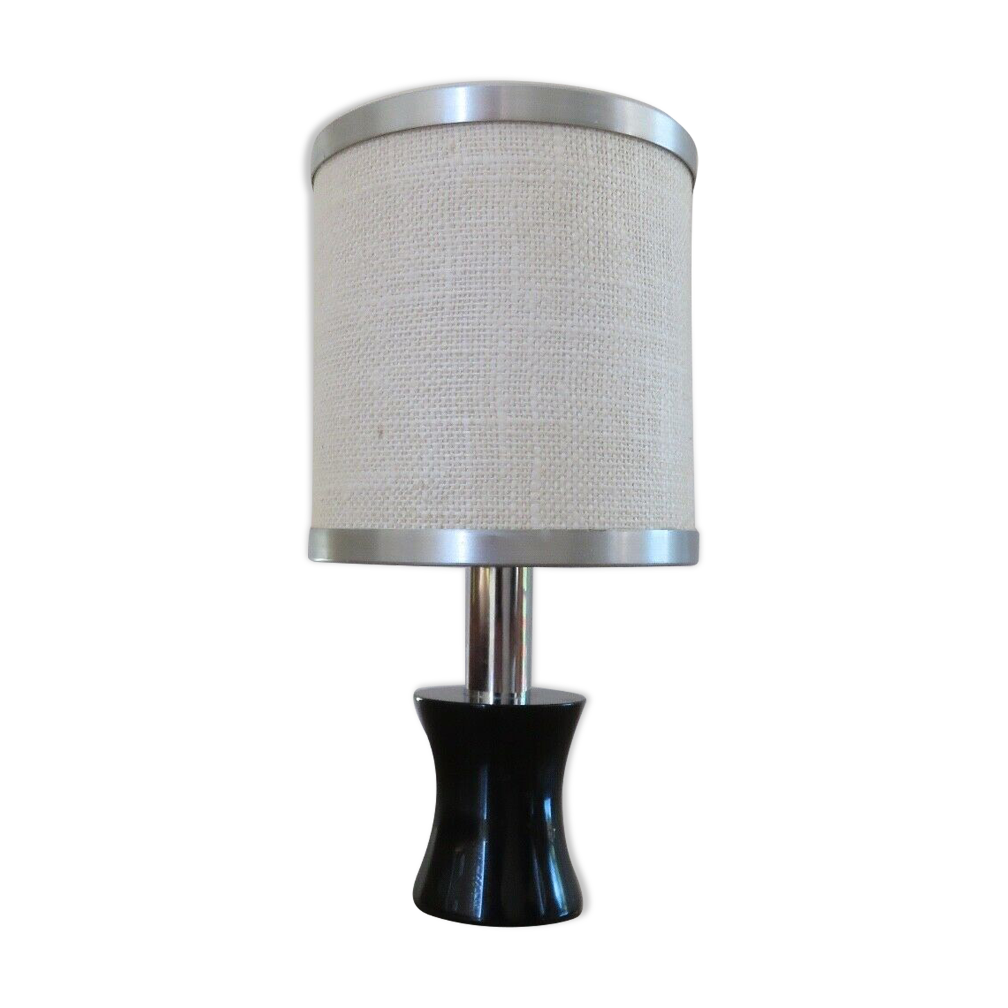 Lamp in black resin and chrome metal 70s