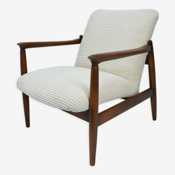 Fully restored vintage armchair, designer E.Homa, 60s, Cord, beige