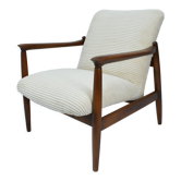 Fauteuil vintage entièrement restauré designer E.Homa, années 60, Cordon beige