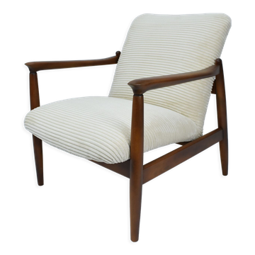 Fauteuil vintage entièrement restauré designer E.Homa, années 60, Cordon beige