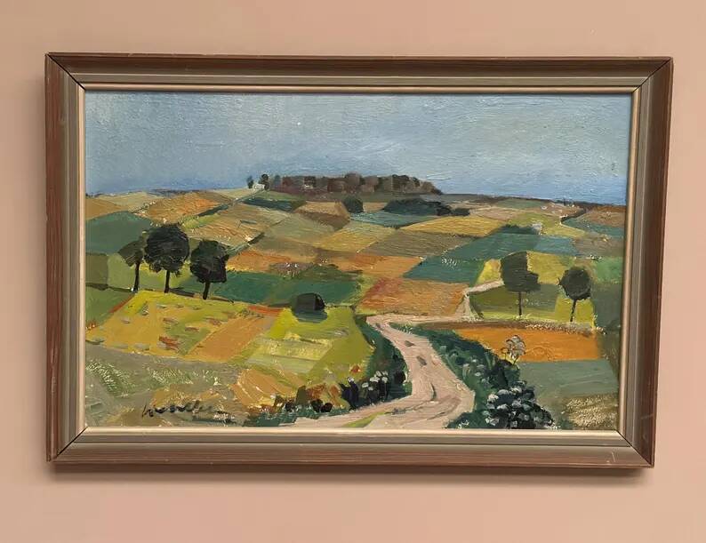 Swedish Oil on Panel “Landscape” by Tage Gavik, Signed, Vintage & Framed