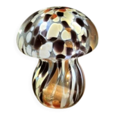 Lampe champignon en verre mosaïque noir, blanc et ambré