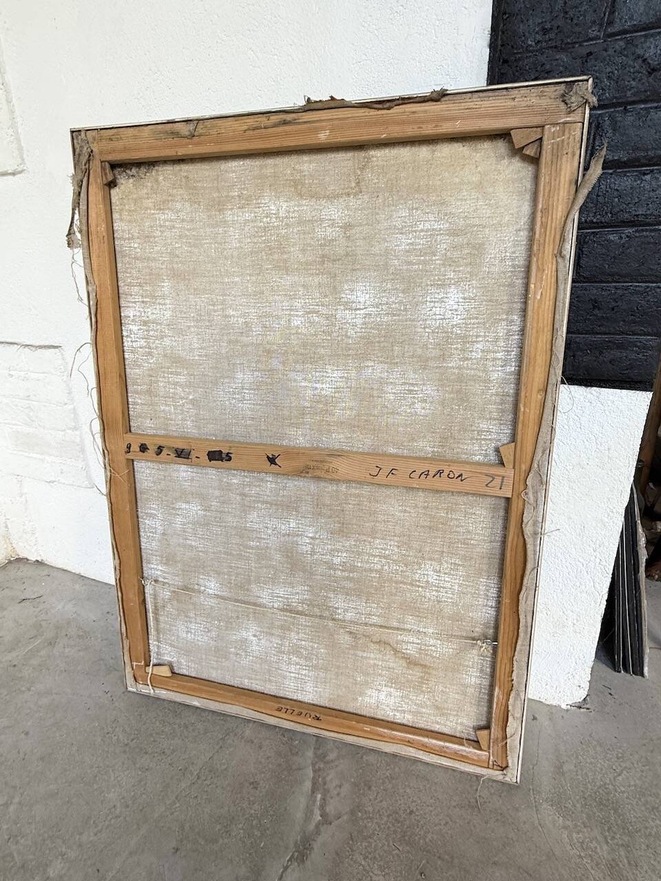 Toile abstraite blanche, peinture à l’huile XXème