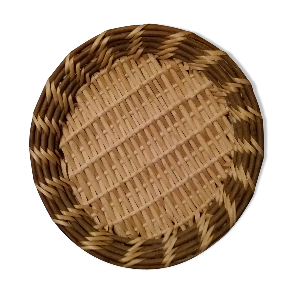 Plateau En Osier Rond 34 Cm - Beige - Sans Marque