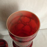 Covered pot in colored glass