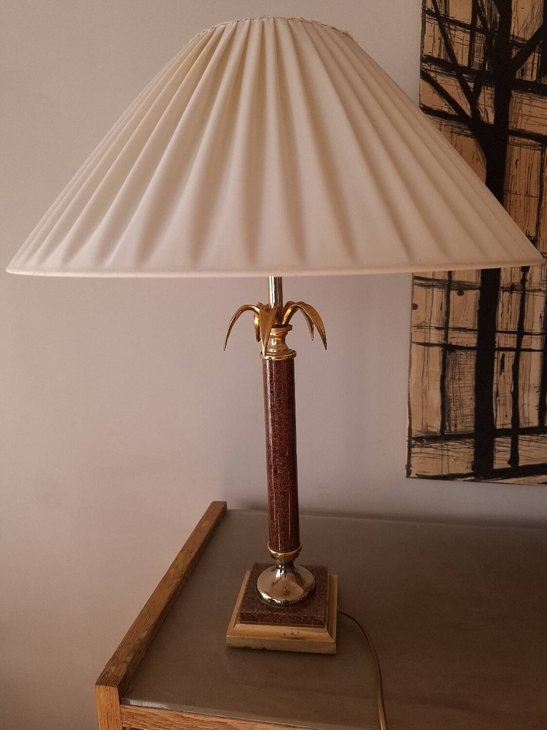 80's tortoiseshell palm tree lamp