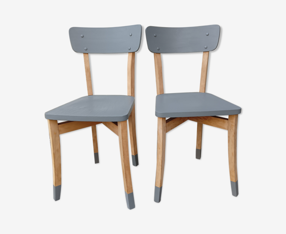 Paire de chaises bistrot bois & gris