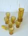 Vintage Amber Crackle Glass Shot Glass Set Mid Century Modern Barware