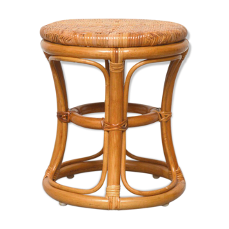 Bamboo and woven rattan stool, 1960