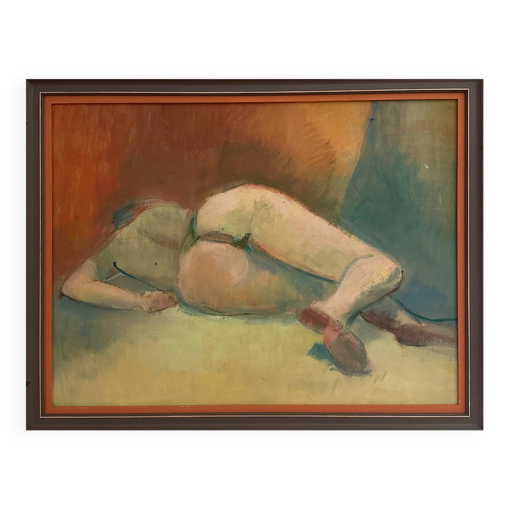Figurative painting signed Marais, France, 1970s
