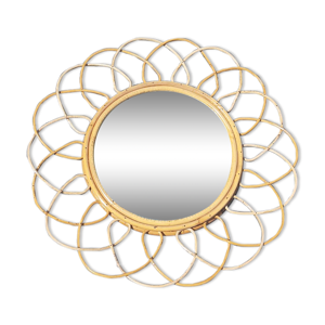 miroir en rotin vintage