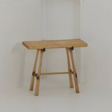 Contemporary handcrafted stool / end table in solid ash and oak wood