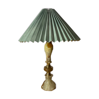 60s Green Marble Table Lamp From Denmark | Vintage Desk Lamp Green Marble With Brass Mid-Century