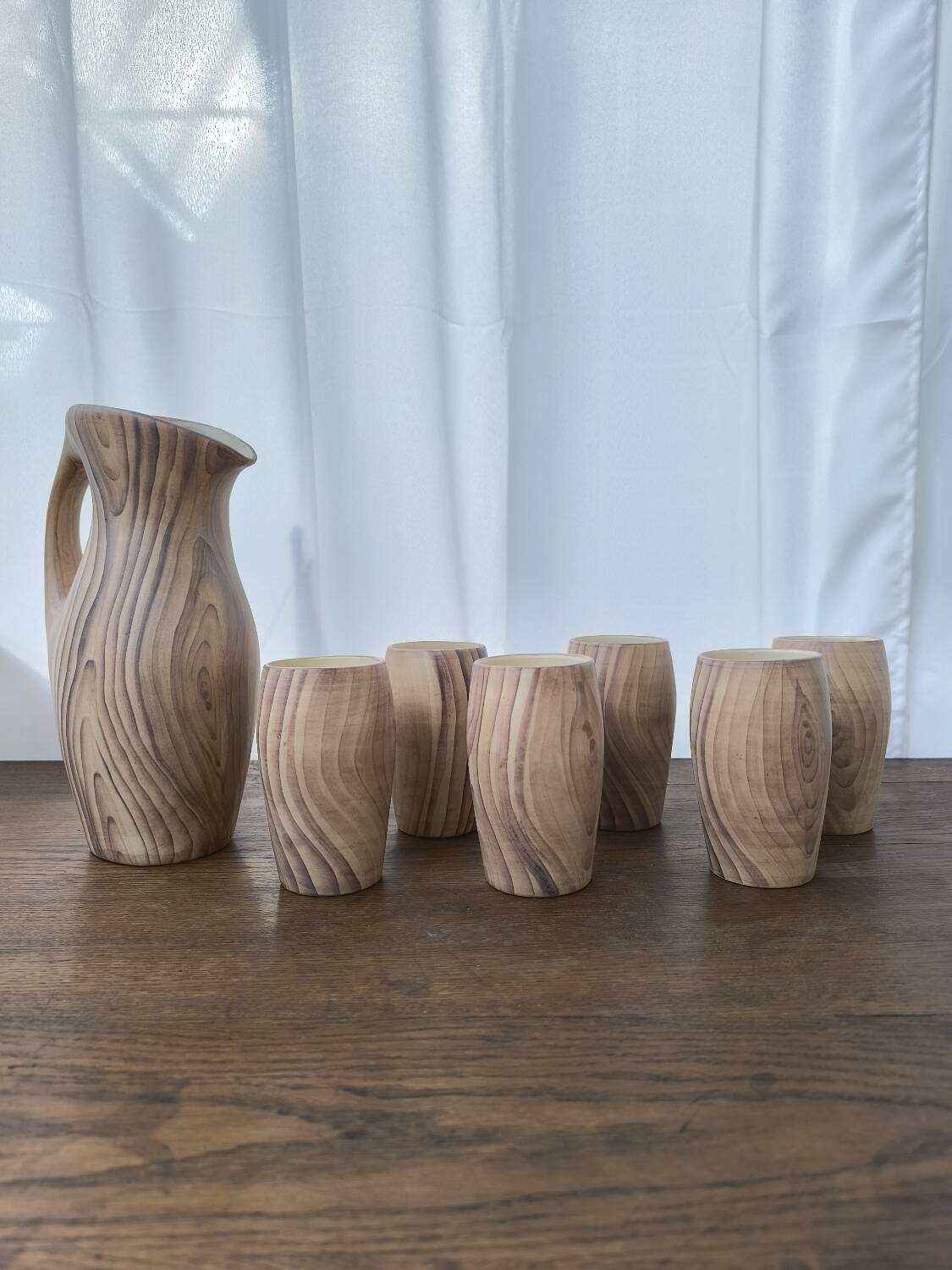 Ceramic pitcher and glasses by Grandjean Jourdan, Vallauris