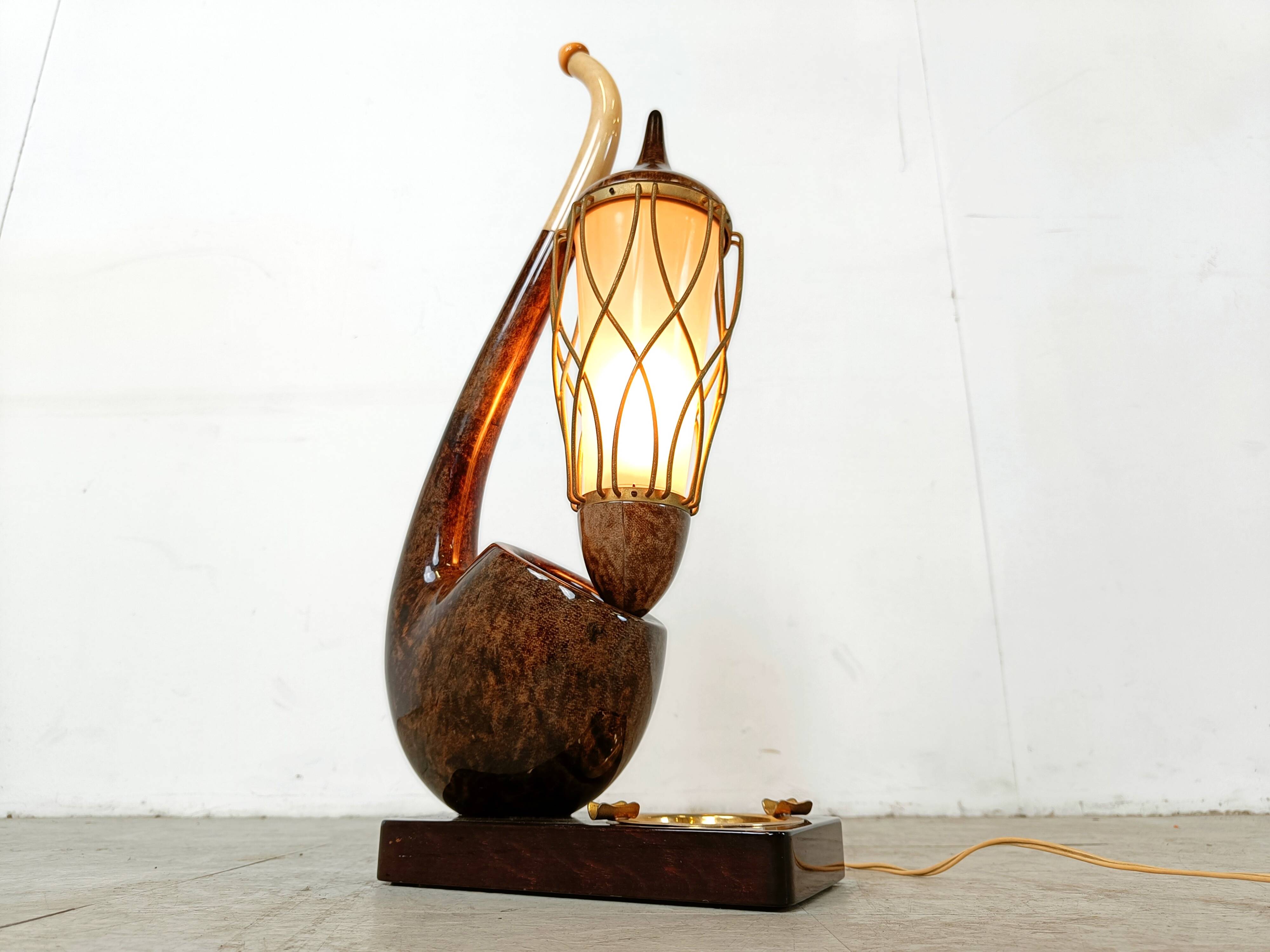 Vintage pipe table lamp by Aldo Tura, 1960s