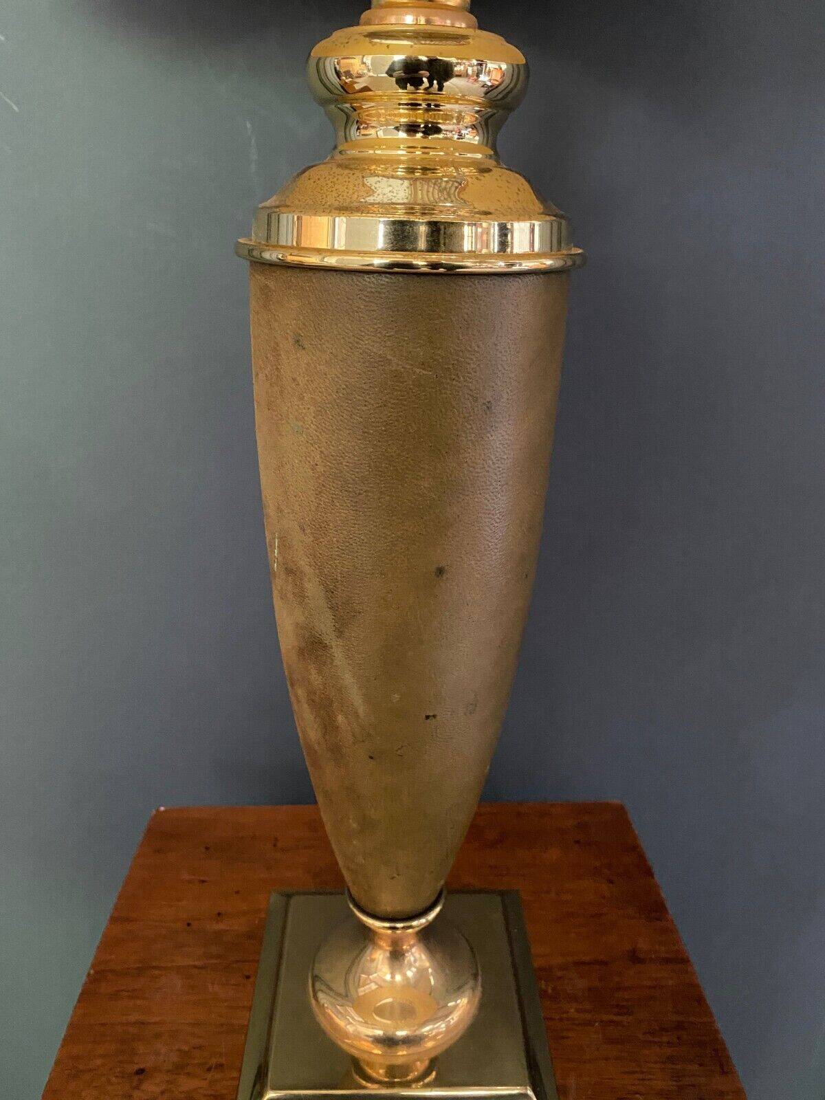 Leather and gold metal lamp from Le Dauphin 1970