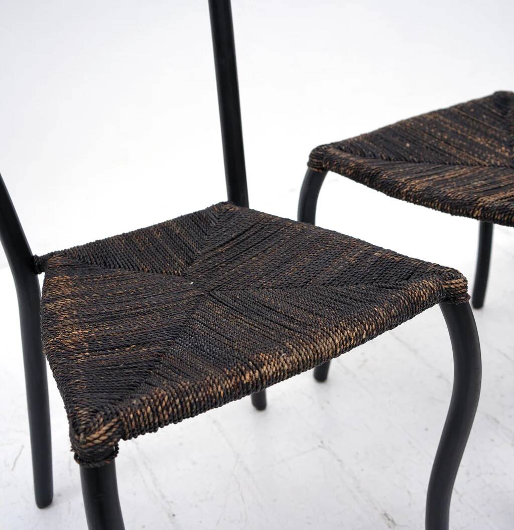 Black Manila dining chairs by Val Padilla for Conran, c.1980