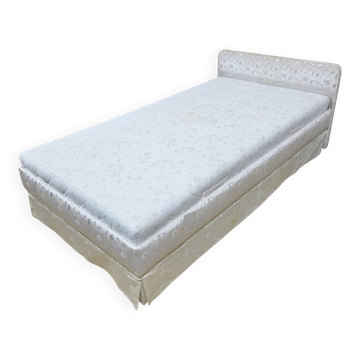 Vintage Upholstered Single Bed with Mattress and Frame 100x190 cm, 60s/70s