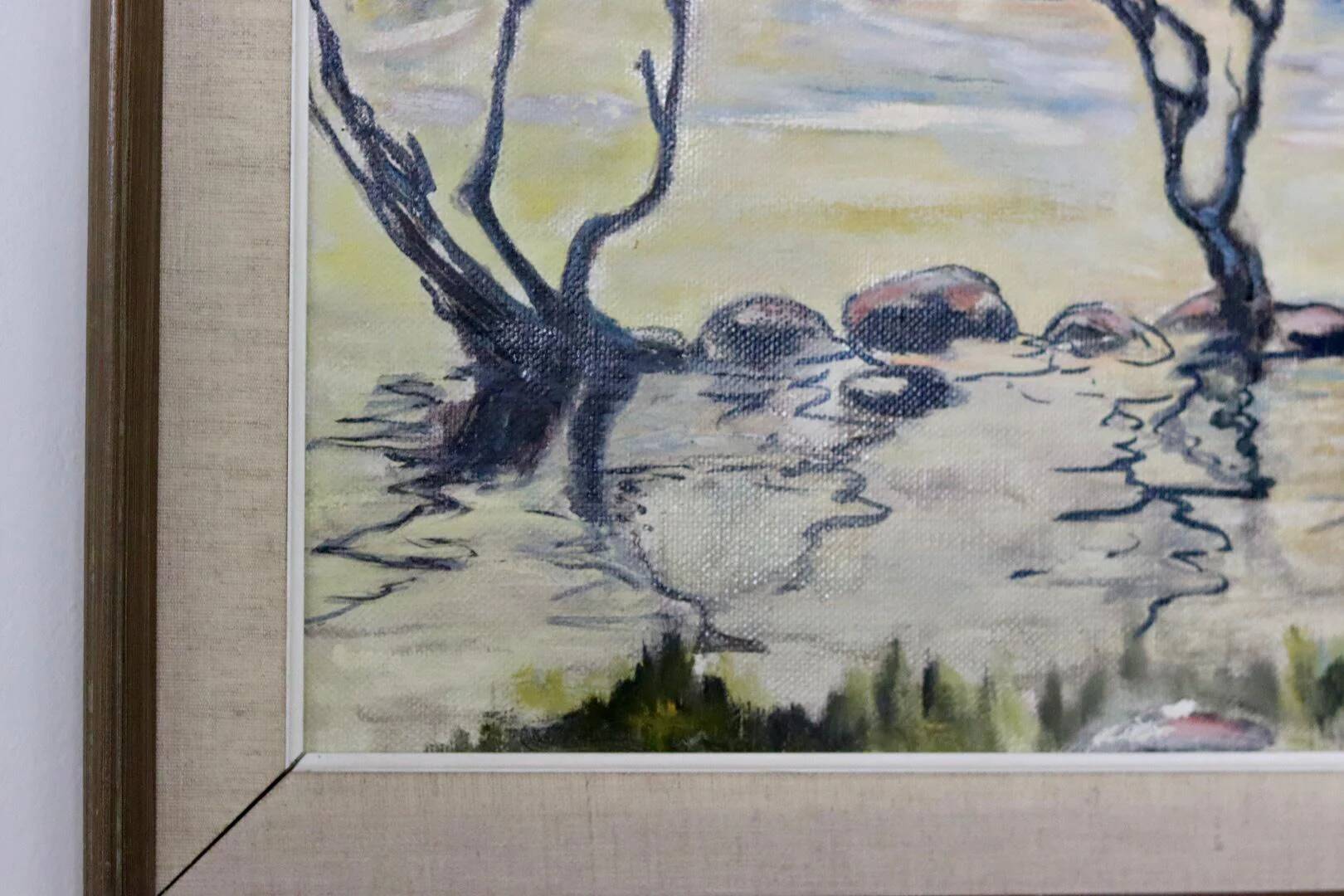 Original Swedish oil painting on canvas "Water Side"