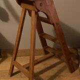 Solid wood stepladder with 4 levels, 20th century, mortise-tenon mountings