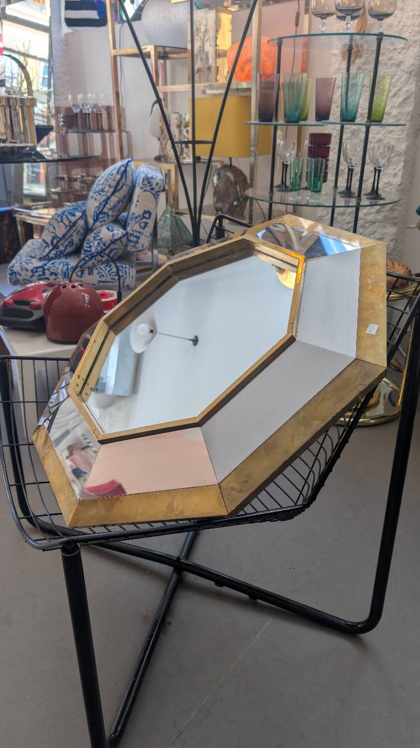 1970s octagonal mirror