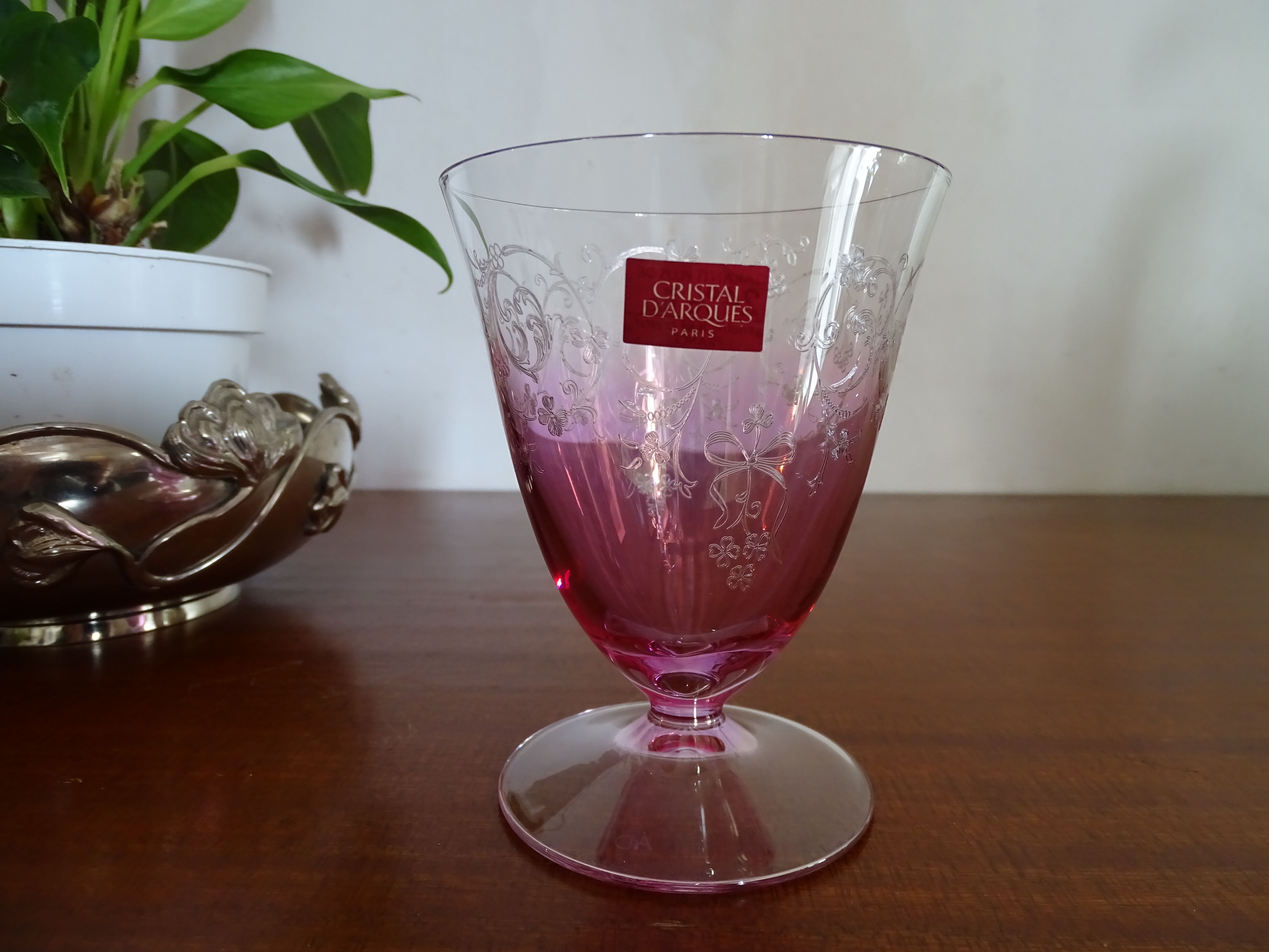 4 glasses with crystal water of Arques engraved colored - Calicia - 25 cl