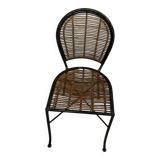 Set of 4 Wrought Iron and Rattan Chairs