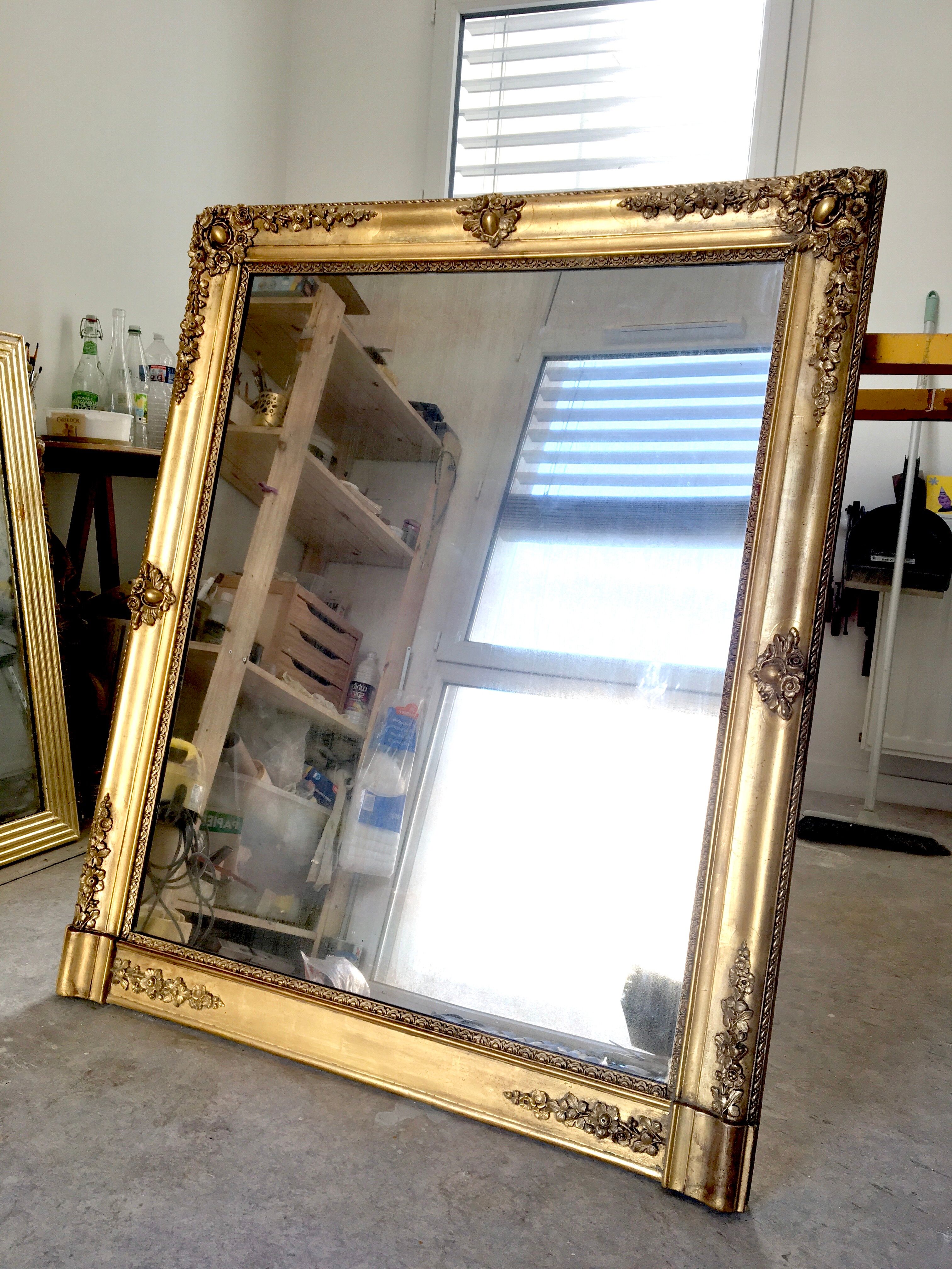 Miroir doré Restauration, Charles X 110x90