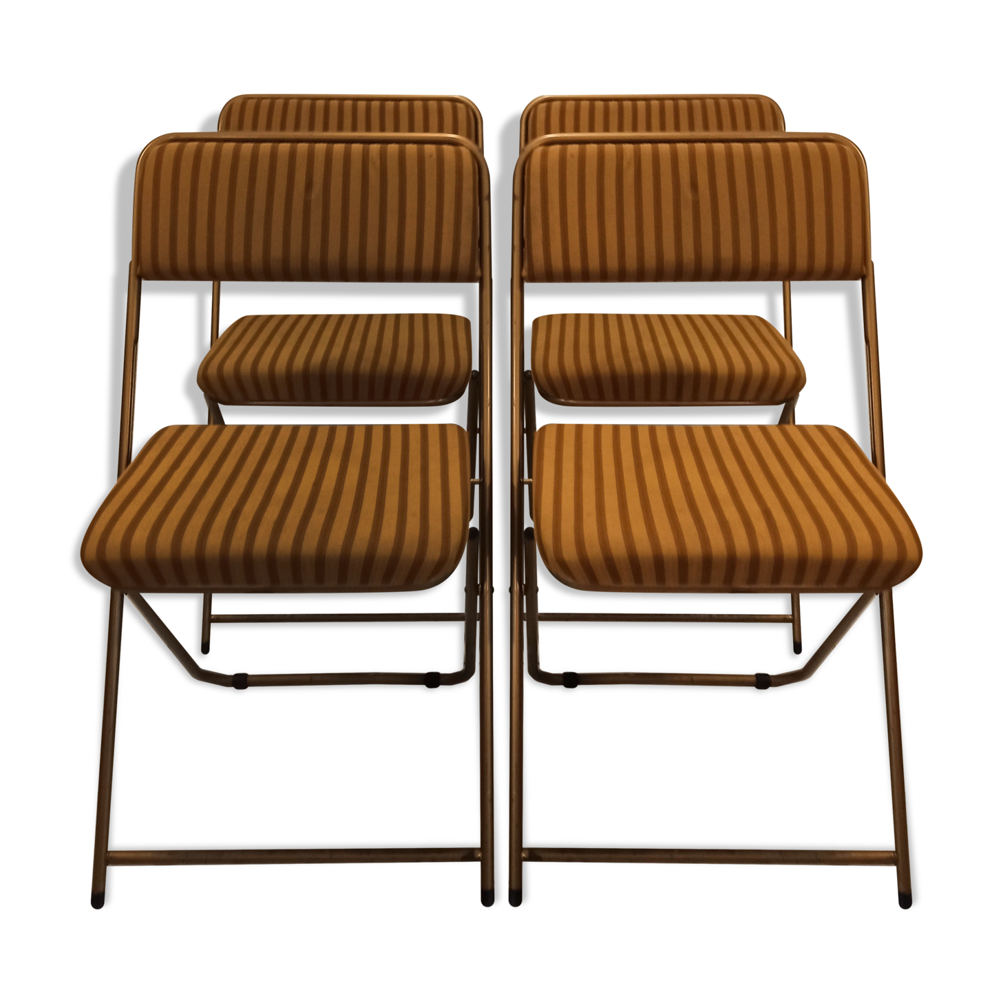Foldable Lafuma chairs striped fabric and golden base