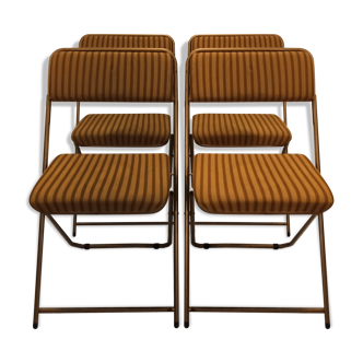 Foldable Lafuma chairs striped fabric and golden base