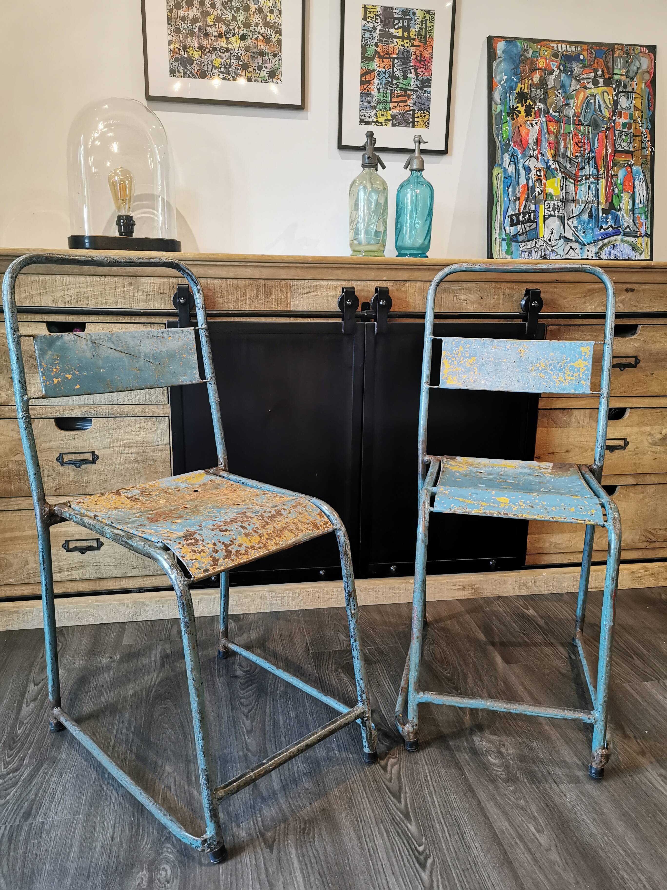 Pair of industrial bistro chairs