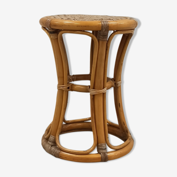 Bamboo and rattan stool, 70's