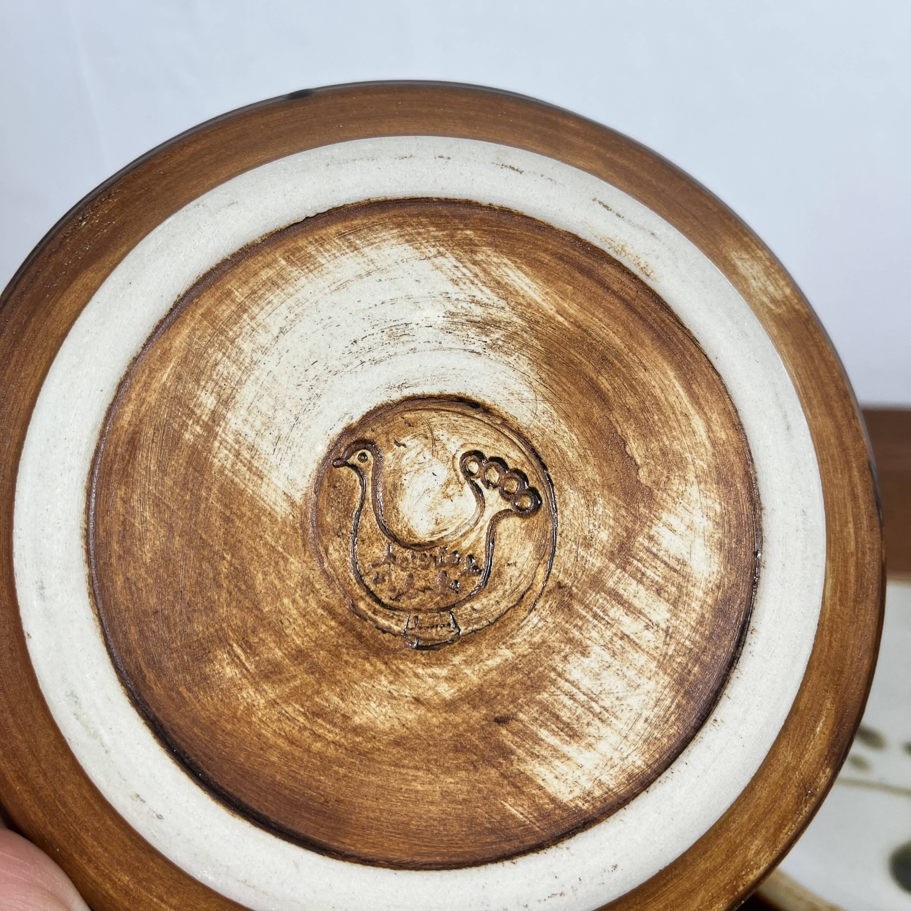 Set of 4 bread plates "La Colombe", 1950/60, Madeleine Brault