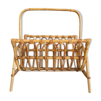 Vintage rattan magazine holder