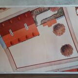 School poster 50s, Rossignol editions, cardinal points the school plan