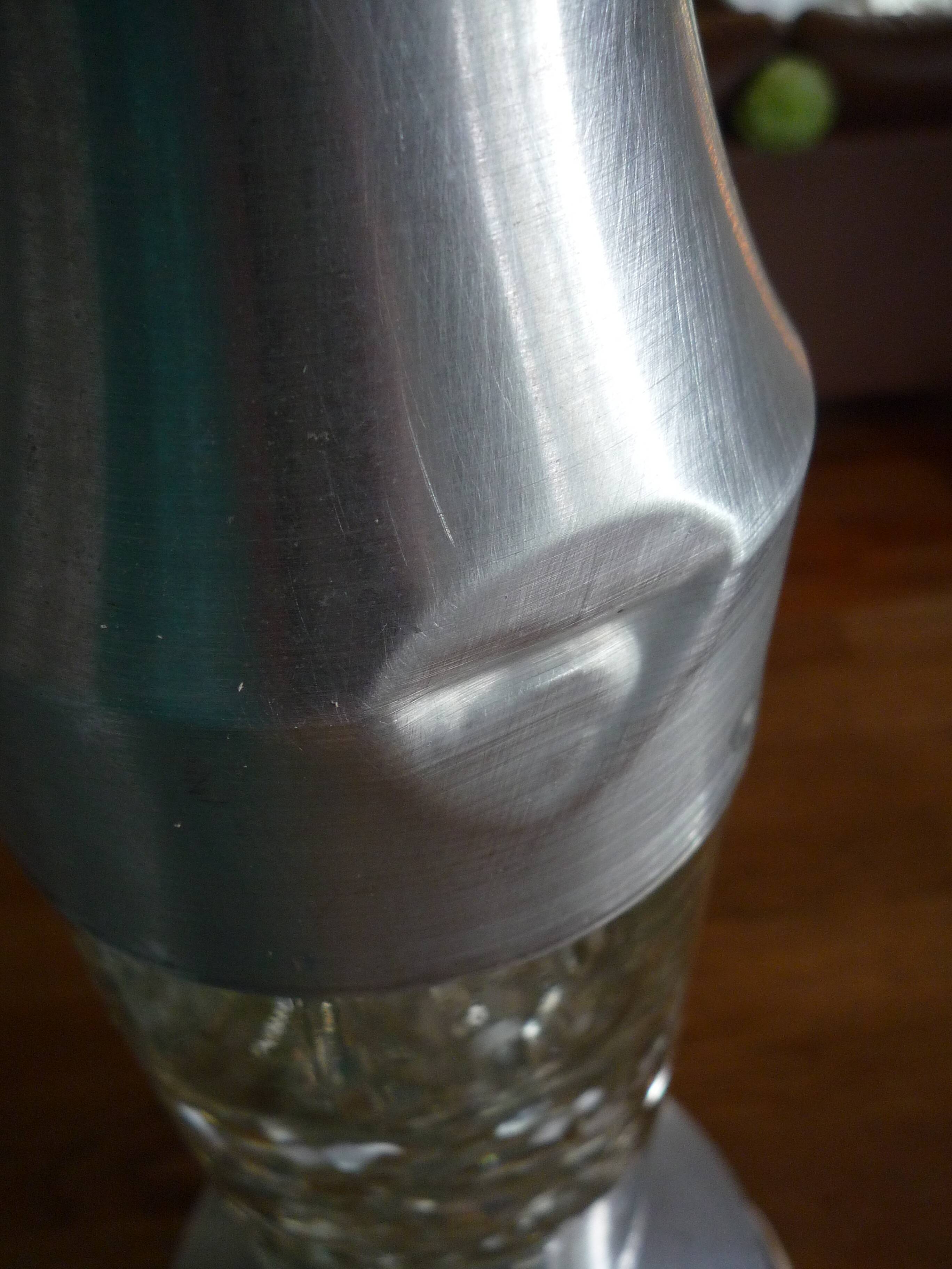 Psychedelic cylindrical lamp with aluminum and glass sequins, "Christel" type, vintage 1970