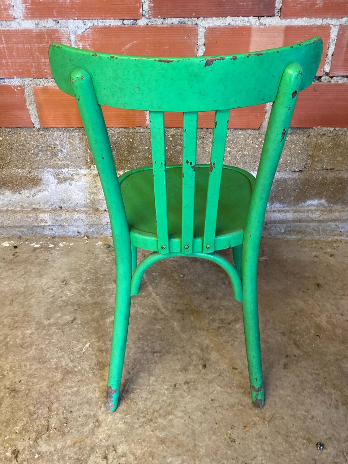Antique Bistrot Chair Baumann Style Turned Wood Green Vintage
