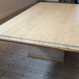 Travertine and brass coffee table by Fedam from the 70s